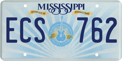 MS license plate ECS762