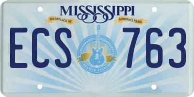 MS license plate ECS763