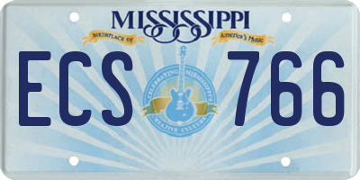 MS license plate ECS766