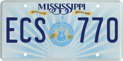 MS license plate ECS770