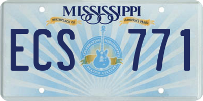 MS license plate ECS771