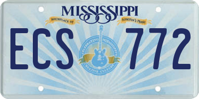 MS license plate ECS772