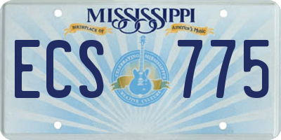 MS license plate ECS775
