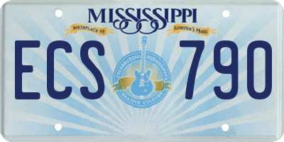 MS license plate ECS790