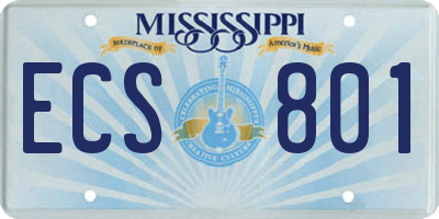 MS license plate ECS801