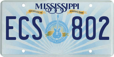 MS license plate ECS802
