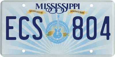 MS license plate ECS804