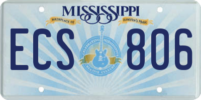 MS license plate ECS806