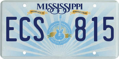 MS license plate ECS815