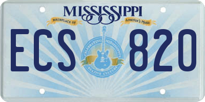 MS license plate ECS820