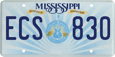 MS license plate ECS830