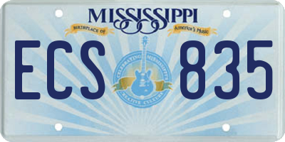 MS license plate ECS835