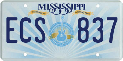 MS license plate ECS837