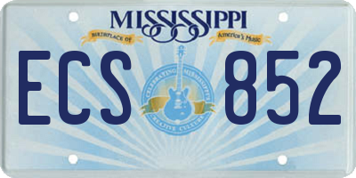 MS license plate ECS852