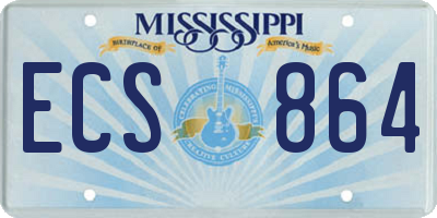 MS license plate ECS864