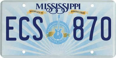MS license plate ECS870