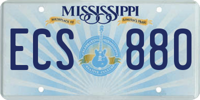 MS license plate ECS880