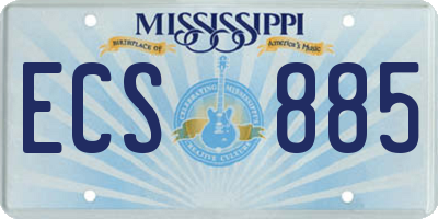 MS license plate ECS885
