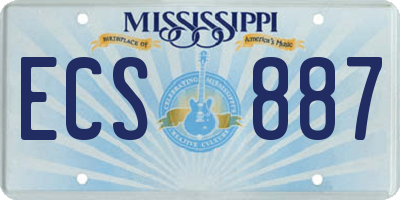 MS license plate ECS887