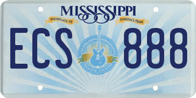MS license plate ECS888