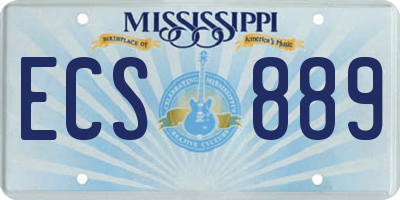 MS license plate ECS889