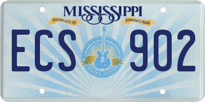 MS license plate ECS902