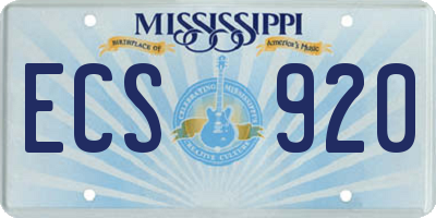 MS license plate ECS920