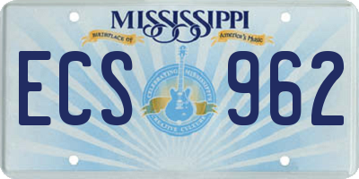 MS license plate ECS962