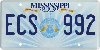 MS license plate ECS992