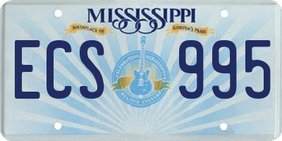 MS license plate ECS995