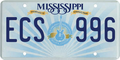 MS license plate ECS996