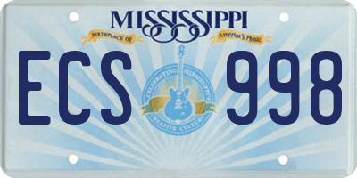 MS license plate ECS998