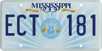 MS license plate ECT181
