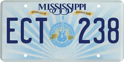 MS license plate ECT238