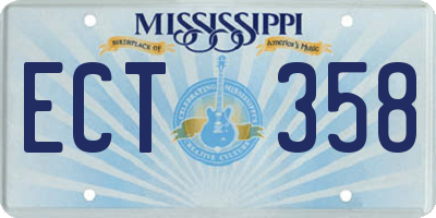 MS license plate ECT358