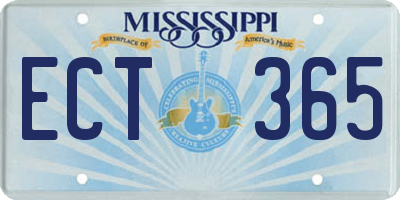 MS license plate ECT365