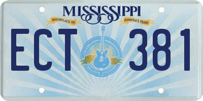 MS license plate ECT381