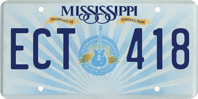 MS license plate ECT418
