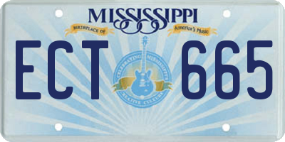 MS license plate ECT665