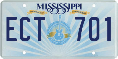 MS license plate ECT701