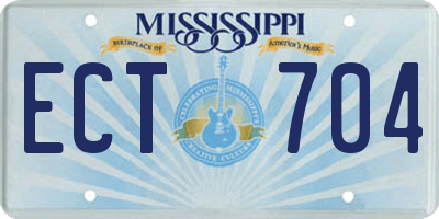 MS license plate ECT704
