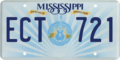 MS license plate ECT721