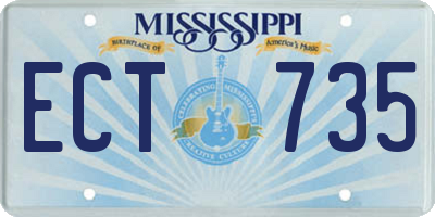 MS license plate ECT735