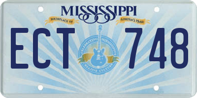 MS license plate ECT748