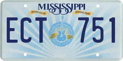 MS license plate ECT751