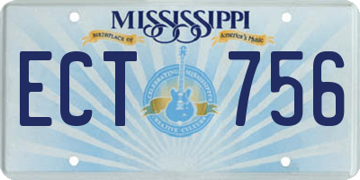 MS license plate ECT756