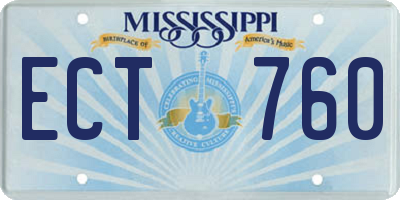 MS license plate ECT760