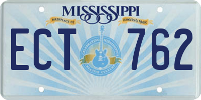MS license plate ECT762
