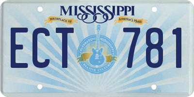 MS license plate ECT781