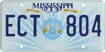MS license plate ECT804